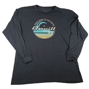 O'Neill‎ Mens Long Sleeve Graphic T-Shirt Heather Navy Blue Surf Wave Large